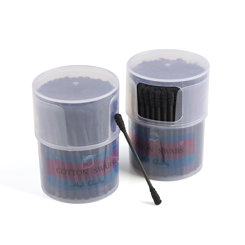 Kosmetisk dobbelt ende sort vatpind med æske 