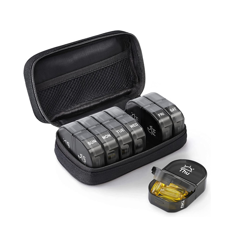 Sød Canvas Travel 7-dages Pill Organizer med lynlåstaske 