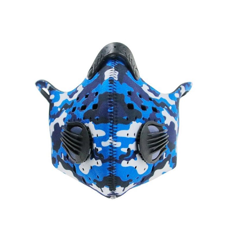 Outdoor Blue Camo Åndedrætsmaske til løb 