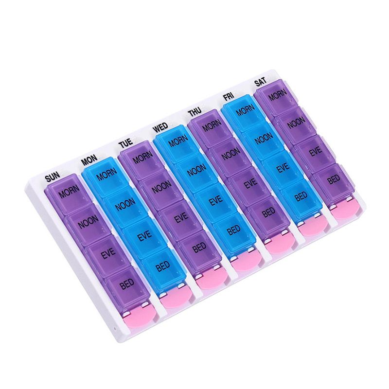 Hot Sale ugentlig Push Button Pilleæske til rejser 