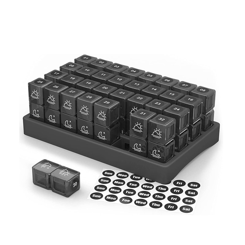 Genanvendelig månedlig ugentlig daglig tablet-arrangør til rejser 