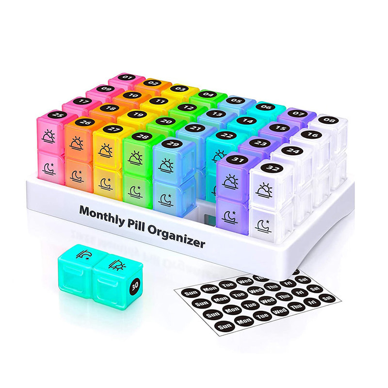 Husstandens farverige 2 gange om dagen månedlig Pille Planner 