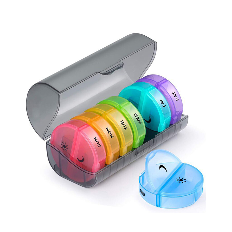 Bærbar Black Daily Plastic Pill Organizer til vitamin 