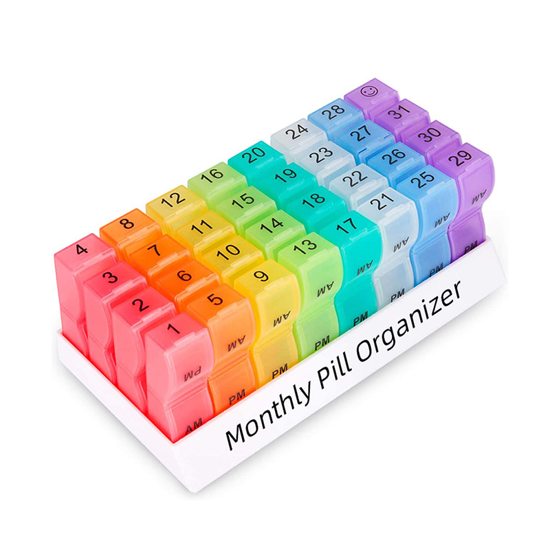Genanvendelig månedlig ugentlig daglig pilledispenser til rejser 